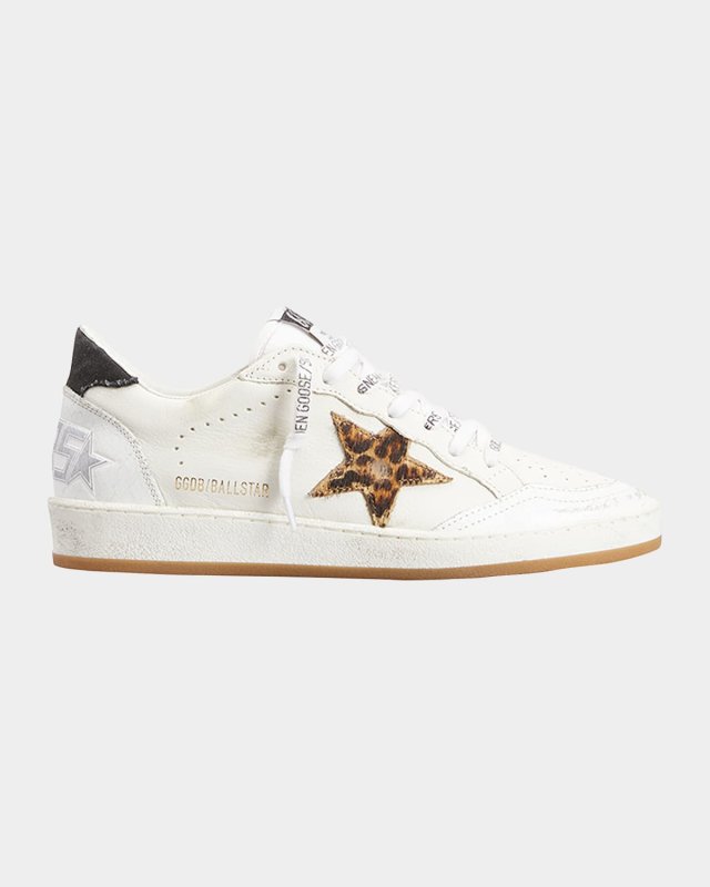 Ball Star Leopard Leather Sneakers